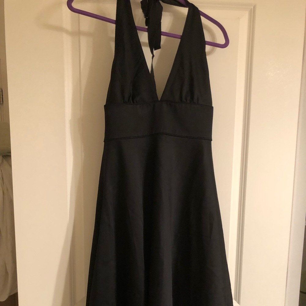 NWT J Crew black wool halter dress, midi length, 6